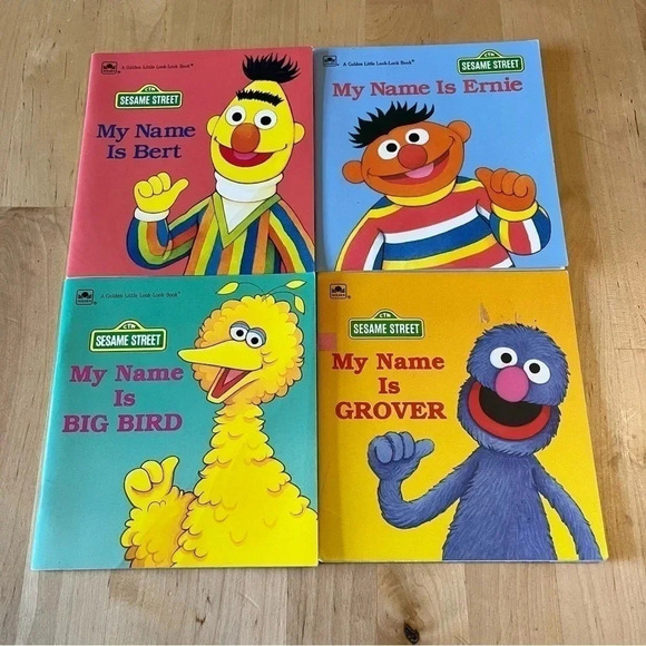 Other - Sesame Street My Name Is Big Bird, Grover, Bert, Ernie Books Vintage Set of 4